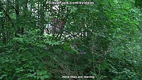 An ebony girl gets hard fucked in the forest for 200 euros.