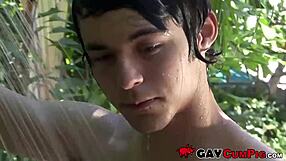 want to see two gays get blowjob from twink outdoors?