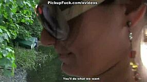 An ebony girl gets hard fucked in the forest for 200 euros.