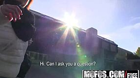 Mofos Public Pickups Features Sirale Showing Her Big Tits And Giving A Blowjob To Her Lover Outdoors.