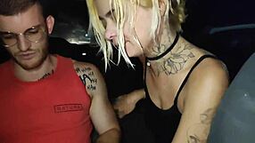 Couple fucks passionately inside the Uber with big cocks