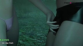 Aubrey Gives Handjob to College King by the Lakeside in 3D