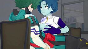 Toru Hagakure And Kaoruko Awata Fuck Izuku Midoriya Hard In My Hero Academia Hentai