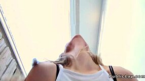 Blonde in torn fishnets fucks outdoors with a big cock 😏