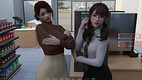 Beautiful woman with a perfect figure gives a hand job in a shop