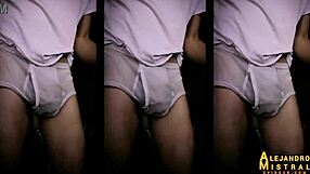 Alejandro mistral gets erection in white underwear.