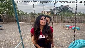 Hell Yeah! Old Man and Two Busty Teens Bang in Public Park Threesome!