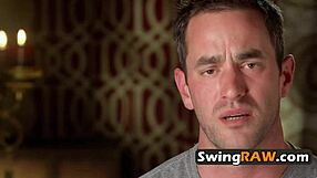 A group of couples who are into swinging have sex in the pool