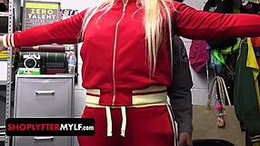 Busty PE coach caught shoplifting gets dominated with rough banging at work