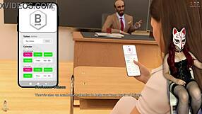 Sexy College Student Strips Naked in Wild Anime Brothel Scene