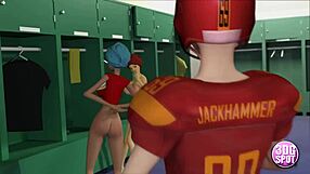 3DGSpot - Naughty Teen 18+ Cheerleader Rides Star Quarterback's Cock in Locker Room