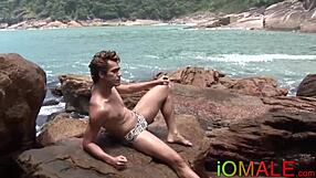 Muscular Latino hunk gets a rough anal scene on the beach