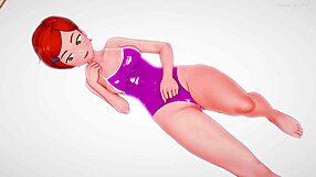 gwen, the adult version, is in her swimsuit ready to play with a big cock in this parody