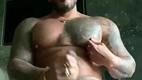 Viktor Rom's big cock cums hard in gay gay scene