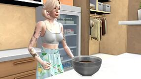 blonde gets fucked doggystyle at home in 3d sims 4 animation