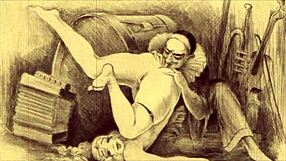 Beundrar vintage erotiska illustrationer från retro cartoons och anime