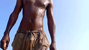 African Couple Has Wild Sex on Beach with Wet Pussy