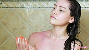 Sexy Brunette Model Takes Shower