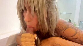 Blonde Teen Girl Fingers Her Wet Clitoris and Vagina in Bathroom, Then Sucks Guy's Dick POV