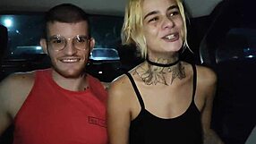 Couple fucks passionately inside the Uber with big cocks