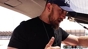 Straight stud takes the long dick of the law in deepthroat interview