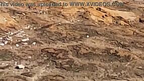 Beautiful Young Girl Watched Having Doggystyle Sex On Beach Rocks Interrupted By Third!