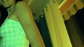 Pretty tinder date in miniskirt removes condom for accidental creampie