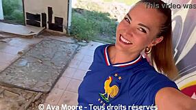 French amateur engages in huge bukkake blowbang sucking strangers for Euro 2024