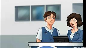 Summertime Saga manager’s daughter sneaks a quick blowjob behind work desk