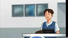 Summertime Saga manager’s daughter sneaks a quick blowjob behind work desk