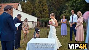 Beautiful love making scene with a bride in a rural setting