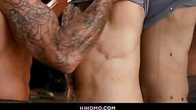 gay anal sex with hairy muscular guy and monster cock outdoors in boots