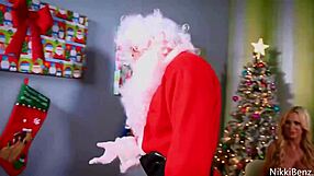 Lucky Santa Fucks Nikki Benz And Amy Andersen In Bisexual Threesome