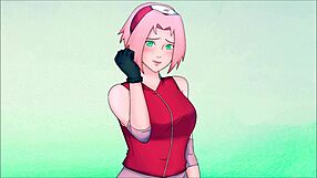 Sakura's extreme threesome with anal and costumes