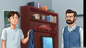 Summertime Saga manager’s daughter sneaks a quick blowjob behind work desk