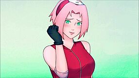 Sakura's extreme threesome with anal and costumes