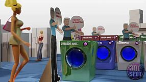 Two Busty Lesbians Try Double Dildo in Public Store