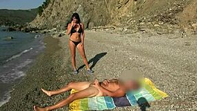Man, public sex on the beach with a stranger, creampie and facial cumshot!