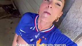 French amateur engages in huge bukkake blowbang sucking strangers for Euro 2024