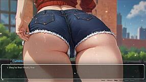 girlfriend exposes perfect ass in hentai game street