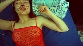 sexy girl enjoys boys masturbating her with favorite carrot