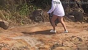 Beautiful Young Girl Watched Having Doggystyle Sex On Beach Rocks Interrupted By Third!