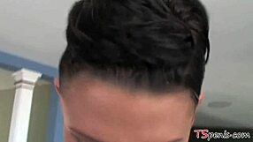 Small Titted Tranny Crystal Works It Solo in Casual Style