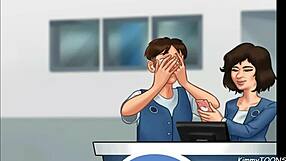 Summertime Saga manager’s daughter sneaks a quick blowjob behind work desk