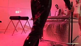 Good looking milf satisfies four guys with hardcore actions and cumshots