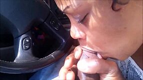 that black bbw is sucking cock in the car