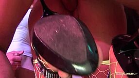 Good looking milf satisfies four guys with hardcore actions and cumshots