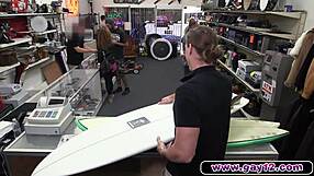 Blonde muscle surfer dude shows off his bodybuilder physique