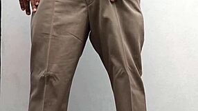 the hot teacher in costume says, 'watch me spank and jerk off in this gay session'