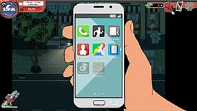 Nerdet pige giver offentlig håndjob i biblioteket under tabu hentai spil!